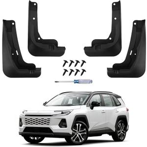 No Drill Mud Flaps for 2026-2027 Toyota RAV4,Heavy Duty Front & Rear All Weather Splash Guards Set for LE XLE Limited SE XSE Hybrid GR Sport Models,OEM-Style Textured Black Mud Guards,Not Fit Woodland