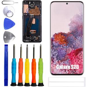 TFT Display [with Frame][No Fingerprint Function] Compatible with Samsung Galaxy S20 4G [6.2 inch] SM-G980, SM-G980F, SM-G980F/DS Screen Touch Digitizer Assembly LCD Display with Repair kit