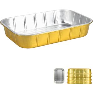 Aluminum Foil Pans,9x13,Heavy Duty Aluminum Pans, Disposable Aluminum Pans,Gold Foil Pans, Deep Container for Heating, Baking, Cooking, BBQs, Parties,Storing,Catering,118oz (5 Pack)
