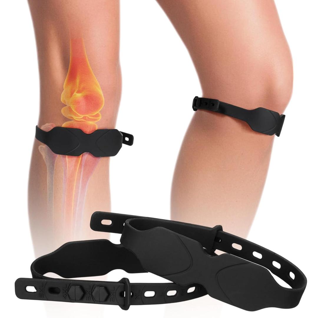 Hiboom 2 Pack Knee Strap Patella Band Patellar Tendon Support Knee Brace for Women Men Youth Pain Relief Basketball Tendonitis Jumper Osgood Schlatter Running Sports Football Hiking Squats