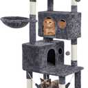 Yaheetech 64.5in Extra Large Multi-Level Cat Tree Kittens Play House Condo with Platform, Perch Hammock & Scratching Posts, Dark Gray