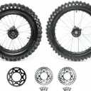 RedCap 70/100-17 + 90/100-14 Wheel Tire Rim and Inner tube with 15mm Bearing Assembly for 110cc 125cc 150cc Dirt Pit Bike Apollo DB27 RFZ XR TaoTao SSR Includes Brake Rotor 428 Sprocket