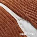 HAUSSY Pack of 2 Corduroy Throw Pillow Covers24x24 Inch, Rust | Decorative Striped Soft Boho Farmhouse Pillowcases, Machine Washable, Couch Bed Sofa Living Room Home Decor, No Insert