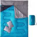 Tuphen Double Sleeping Bag, Sleeping Bag with 2 Pillows, Queen Size XL Bag for 2 People, Cold Warm Weather- 3 Seasons, Waterproof Adults for Camping, Backpacking or Hiking, Double 86.6" x 59"