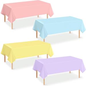 4Pcs Pastel Tablecloths, Mix Color Plastic Tablecloth Disposable Rectangle Table Covers for Baby Shower,Bridal,Wedding,Easter,Birthday and Ice Cream Party Decorations,54 x 108 Inch