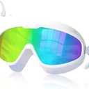 FEELNOW Continuity Goggles, High-Definition Large Frame Waterproof and Anti-Fog Swimming Goggles for Adult, White