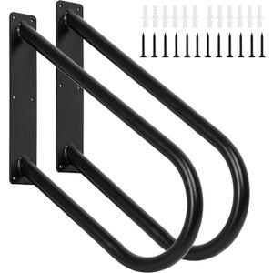 Wall Mounted Handrails for Outdoor Steps, 24.8" Heavy Duty U-Shaped Grab Metal Handrail for 1-3 Step, Stair Railing for Porch Patio Steps, Entrance 2 Pack