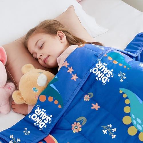 HOSUKKO Weighted Blanket - 5 lbs Blue Dinosaur Heavy Blanket - Breathable Blanket(36 * 48 inches, 5 lbs)