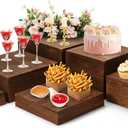 6 Pack Wooden Buffet Risers Display Stands, Stackable Wood Cupcake Display Stand for Party Rustic Cake Stands Farmhouse Wooden Display Box for Dessert Wedding Birthday Baby Shower Christmas