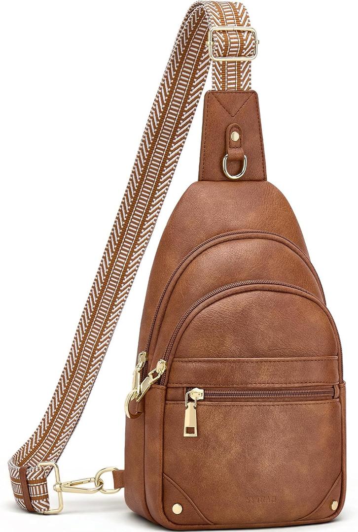 Anti Theft Crossbody Bags for Women, RFID Sling Bag Travel Purse, RFID Cross Body Purses Chest Bag for Travel Brown