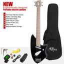 Aliyes Light Electric Guitar For Travel,Full 24 x75" Scale for Practice,Portable Small Size Guitar Featherlight,Solid Wood Body include Gig Bag, All Accessories KC-025 (Black)