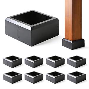 Uphode 6"x6" (Actual: 5.5"x5.5") Deck Post Base Cover Split, Aluminum Post Base Trim Skirt Decorative Black 8Pack