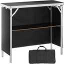 VEVOR Folding Portable Bar Table, Tradeshow Podium Table for Indoor, Outdoor, Party, Picnic, Exhibition, Includes Carrying Case, Storage Shelf and Black Skirt, 38.39" x 15.16" x 34.25"