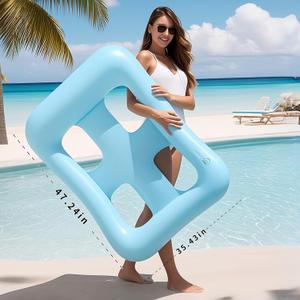 2-Pack Inflatable Pool Floats - All-in-One Floating Mat, Swim Bed, Party Pad, Swimming Circle，Quick Inflation for Adults,Portable Water Recreation at Beach, Lake & Summer Pool Parties, Blue & Pink