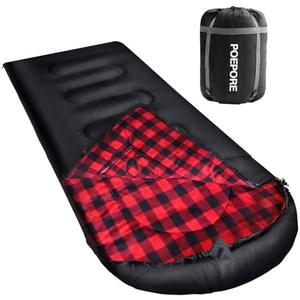 POEPORE Flannel Sleeping Bag Cotton 0 Degree Cold Weather for Adults XXL Wearable Sleeping Bag 4 Seasons Waterproof with Compression Sack