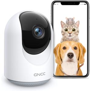 GNCC Pet Camera, Indoor Camera for Baby/Pet/Security with Night Vision, Dog Camera, 2-Way Audio, 2.4G WiFi, 360 PTZ Remote Control(Manual Up and Down), Smart Detection, SD&Cloud Storage, P1