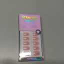 BTArtbox Press On Nails Short - Square Press On Nail, Pink Chrome Nail Tips Glue On Nails with Nail Glue, Reusable Stick On Nails in 16 Sizes - 32 Soft Gel Fake Nails Kit, Lotus Glazed