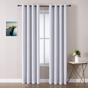 ChrisDowa Grommet Room Darkening Curtains for Bedroom and Living Room - 2 Panels Set Thermal Insulated Blackout Curtains (Greyish White, 52W x 95L)