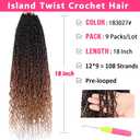 18 Inch Boho Senegalese Twist Crochet Hair 9 Packs Pre Looped Island Twist Crochet Braids with Curly Ends Pre-Twisted Goddess Box Twist Braids Long Braiding Hair Extensions for Women 1B3027#