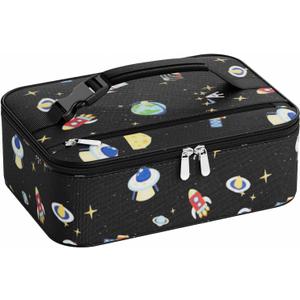 Small Lunch Box Insulated Lunch Bag for Women Men, Bento Kids Lunch Box, Compact Portable Thermal Meal Cooler Bags with Buckle Handle for Work & School, Spaceman 5L