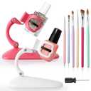 2 x Enhon 2 Pack Nail Polish Holder Stand with 6 Nail Art Brushes, Tilted Fingernail Polish Bottle Holder, Adjustable Angle And Anti-Spill, Fingernail Art Accessories Tools Includes Cross Screwdriver