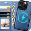 OCASE for iPhone 16 Pro Max Case Detachable Wallet Case with Card Holder, 2 in 1 Pu Leather Flip Folio with RFID Blocking Stand Wrist Strap Shockproof Phone Cover 6.9 Inch 2024, Light Blue