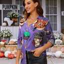 Halloween Teacher Shirts for Women Spooky Season Fall Spooky Teacher Tshirts Cute Ghost Teacher Tee Halloween Party Tops (Purple)