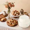 U-QE 100 Pieces Ivory Plastic Plates for Party - Ivory Disposable Plastic Plates - Heavy Duty Disposable Platos Including 50 Dinner 10 '' & 50 Dessert 7.5 '' for Weddings
