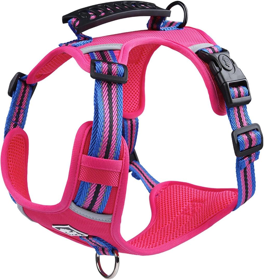 No Pull Dog Harness with Easy Control Soft Handle for Small Dogs,Reflective Adjustable Puppy Harness,Heavy Duty Girl Boy Pet Vest with Safety Buckle (Pink, S)