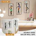 PUDASTO 3 Pieces African Wall Art Decor, Maximalist Hanging African Woman Wall Art, Abstract Metal Wall Art, Ethnic Dance Style Drawing Wall Decor for Home Kitchen Bathroom Living Room Bedroom