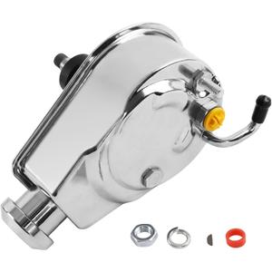 Power Steering Pump, Saginaw P Series 5/8" Keyway, Compatible with GM Vehicles (Chevrolet, GMC, Buick, Oldsmobile, Pontiac), SBC 350, Chrome Finish