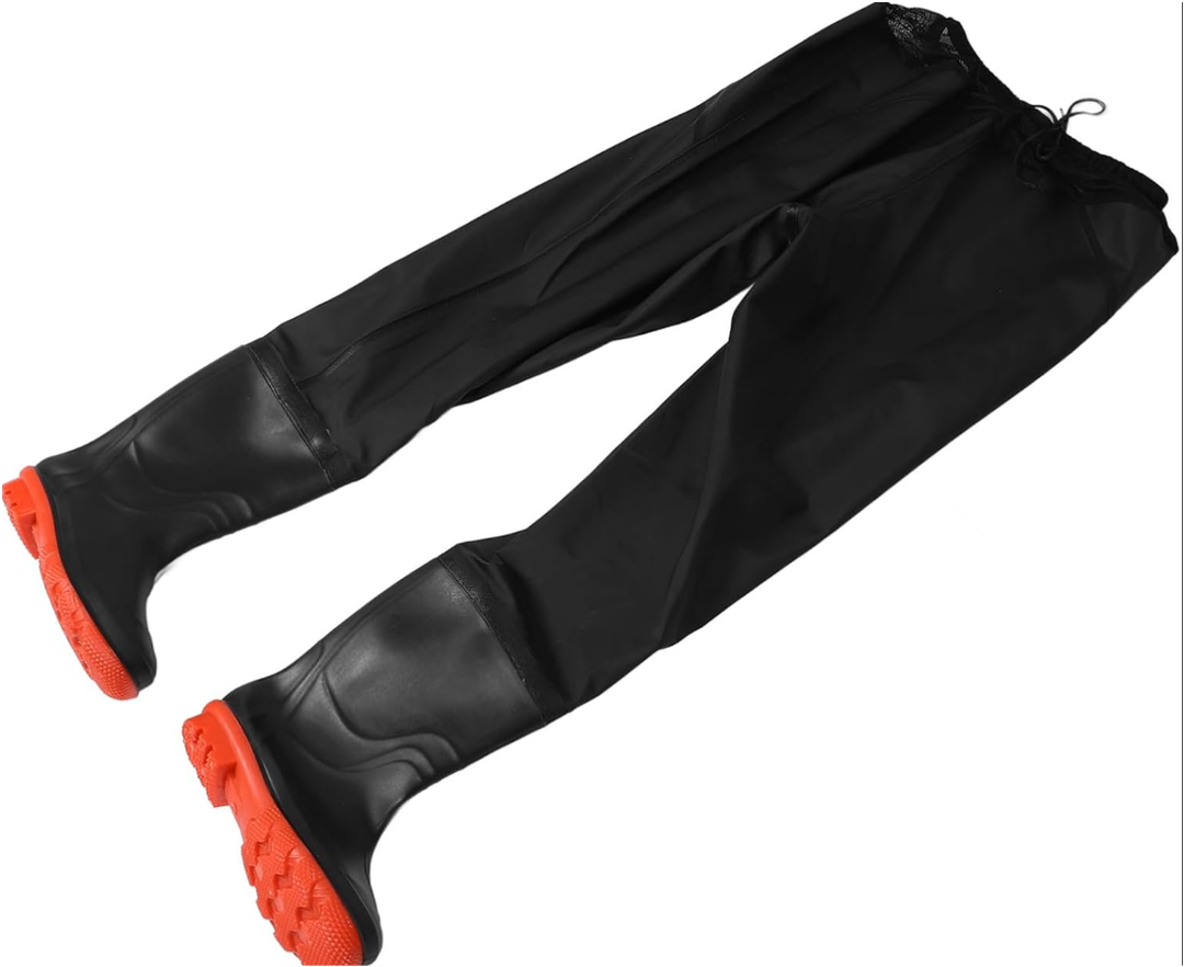 Men's Waterproof Fishing Waders Pants Heavy Duty PVC Rain Gear Anti-Skid Design for Fishing Hunting and Outdoor Activities, 47