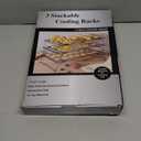 3-Tier Stackable Cooling Rack 13.4x9.4 Collapsible Baking Rack with Non-Stick Coating, Rustproof Heavy Duty Iron Wire Racks for Cooling, Baking, Grilling, Oven & Dishwasher Safe (Black)