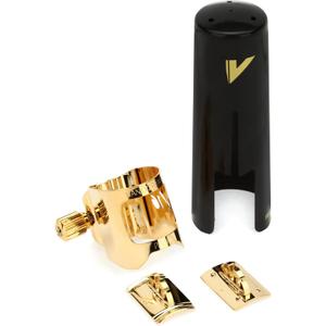 Vandoren LC080P Optimum Ligature and Plastic Cap for Metal Tenor Saxophone Gilded with 3 Interchangeable Pressure Plates, Black