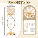 2 Pcs Gold Elegant Metal Crystal Tea Light Candle Holders with Bling Crystal Pendants, Hollow Design - Wedding Table Centerpieces for Anniversary Birthday Party, Home Decor