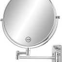 8 Wall Mounted Makeup Mirror - 1X/10X Double Sided Magnifying Bathroom Mirror, 360 Swivel Extendable Vanity Shaving Mirror with Adjustable Arm for Bathroom, ChromeNo Light