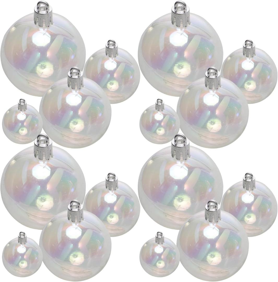 Blurap Iridescent Ornaments Balls 18 PCS Multisize Clear Christmas Ornaments Balls for Xmas Tree Hanging Iridescent Plastic Christmas Clear Ornament Decorations for Wedding Party Birthday Home Decor (3,4,5,6cm-18pcs)
