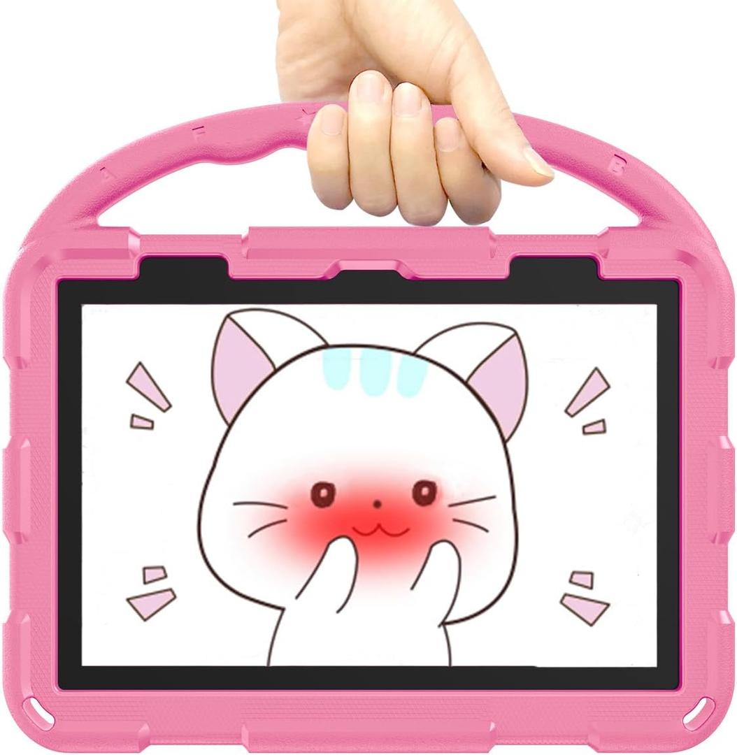 Tablet Case for Kids(2024/2022/2020 Release,12th/10th Generation), Incompatible with iPad Samsung, Shock Proof Friendly, 360 Rotating Grip Stand, Portable Handle Kid-Proof Case (Light Pink)