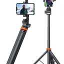EUCOS 62" Phone Tripod, Tripod for iPhone & Selfie Stick Tripod, Extendable Phone Tripod Stand & Travel Tripod, Solidest Cell Phone Tripod Compatible with iPhone/Android (Inferno Mix Carbon Black)