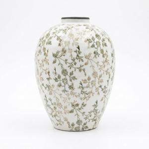 Ceramic Flower Vase, Vintage Ice Crackle Glaze Porcelain Vase for Flower Arrangement, Chinoiserie Style Rustic Farmhouse Vase for Home Table Bookshelf Kitchen Living Room, WhiteGreen 10.5 Inch