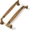 khtumeware 2 Pack 6 Inch(152mm) Antique Brass Cabinet Pulls Heavy Duty Solid Vintage Brass Cabinet Handles Kitchen Antique Bronze Cabinet Hardware for Cupboard Drawer Handles