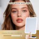 Hollywood Vanity Mirror with Lights: 15"x12" Large Lighted Makeup Mirror, Smart Touch with 3-Color Lighting, Dimmable, 30 Rotation Led Light up Mirrors with Storage - Plug in, White
