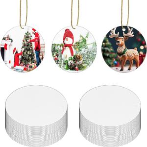 40pcs Metal Sublimation Ornament Blanks for Christmas Tree Decor, Heat Press Printing, DIY Handmade Crafts - Double Sided Round Blanks Bulk (40) (2.75 inch-40pcs)