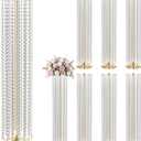 8Pcs 35.4'' Tall Gold Centerpieces for Table, Tall Gold Vases Centerpieces for Wedding Reception, Wedding Road Lead Chandelier Metal Crystal Flower Stand Floor Vase for Party