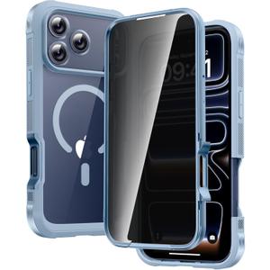 Diaclara Magnetic Designed for iPhone 17 Pro Case 6.3'' [Full Camera Protection] Full Body Bumper,[Compatible with MagSafe] Phone Case w/Built-in Privacy Screen Protector,Blue