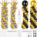 4 Sets Adjustable Balloon Column Stand and Balloon Pump, 9 Feet Metal Balloon Stands for Floor, Balloon Column kit for Baby Shower Graduation Wedding Birthday Party (No Balloons)