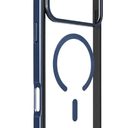 For iPhone 17 Pro Max Case Metal TPU Frame PC Back Clear Phone Cover Compatible with MagSafe - Navy Blue 