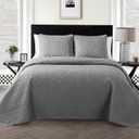 VCNY Home - King Size Quilt, 3-Piece Lightweight Bedding Set with Matching Shams, Embossed Textured, Floral Home Decor (Caroline Grey, King)