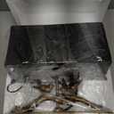 Creative CoOp Rustic Resin Bird Table Lamp with Black Rectangle Shade, Gold Finish