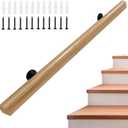 Wooden Handrails4FT Non-Slip Staircase HandrailComplete Kit with Metal BracketSafety Anti-Slip Wall Stair Rail for Indoor Elderly Childrenfor Bars Lofts Kindergarten Guardrail Corridor (Brown)